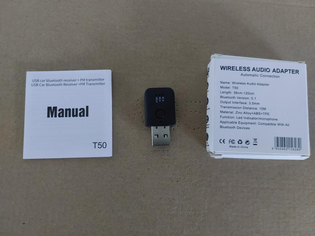 Draadloze Audio Adapter T50 - Bluetooth 5.1 FM Zender, Ophalen of Verzenden, Nieuw, Minder dan 2 meter, Overige kabels