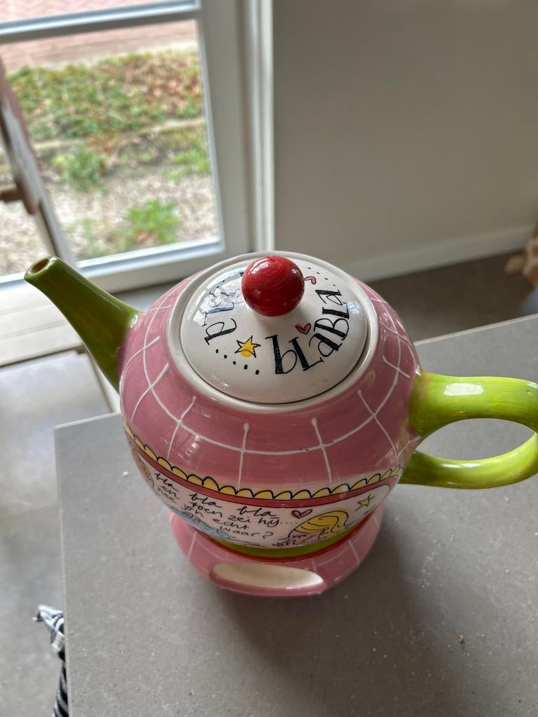 Theepot met theelichtje Blond Amsterdam, Gebruikt, Keramiek, Overige typen, Ophalen of Verzenden