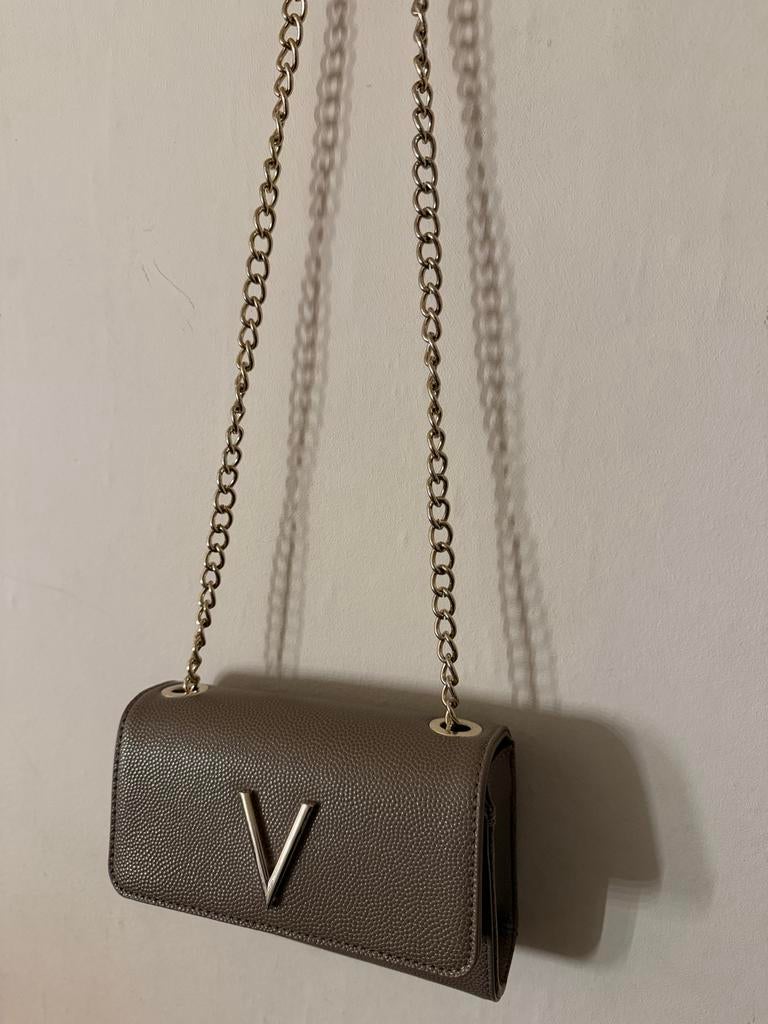 Valentino schoudertas beige/grijs met gouden details, Ophalen of Verzenden, Zo goed als nieuw, Beige, Overige merken