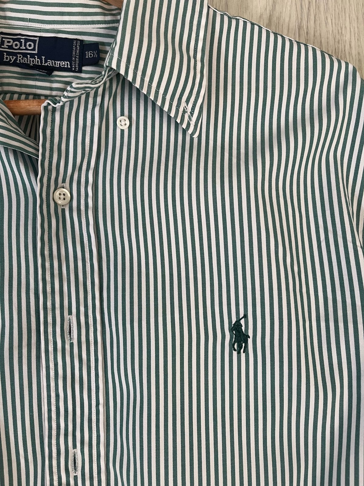 Ralph Lauren Polo Blouse - Groen gestreept, Maat XL/L, Ophalen of Verzenden, Gedragen, Groen, Overige halswijdtes