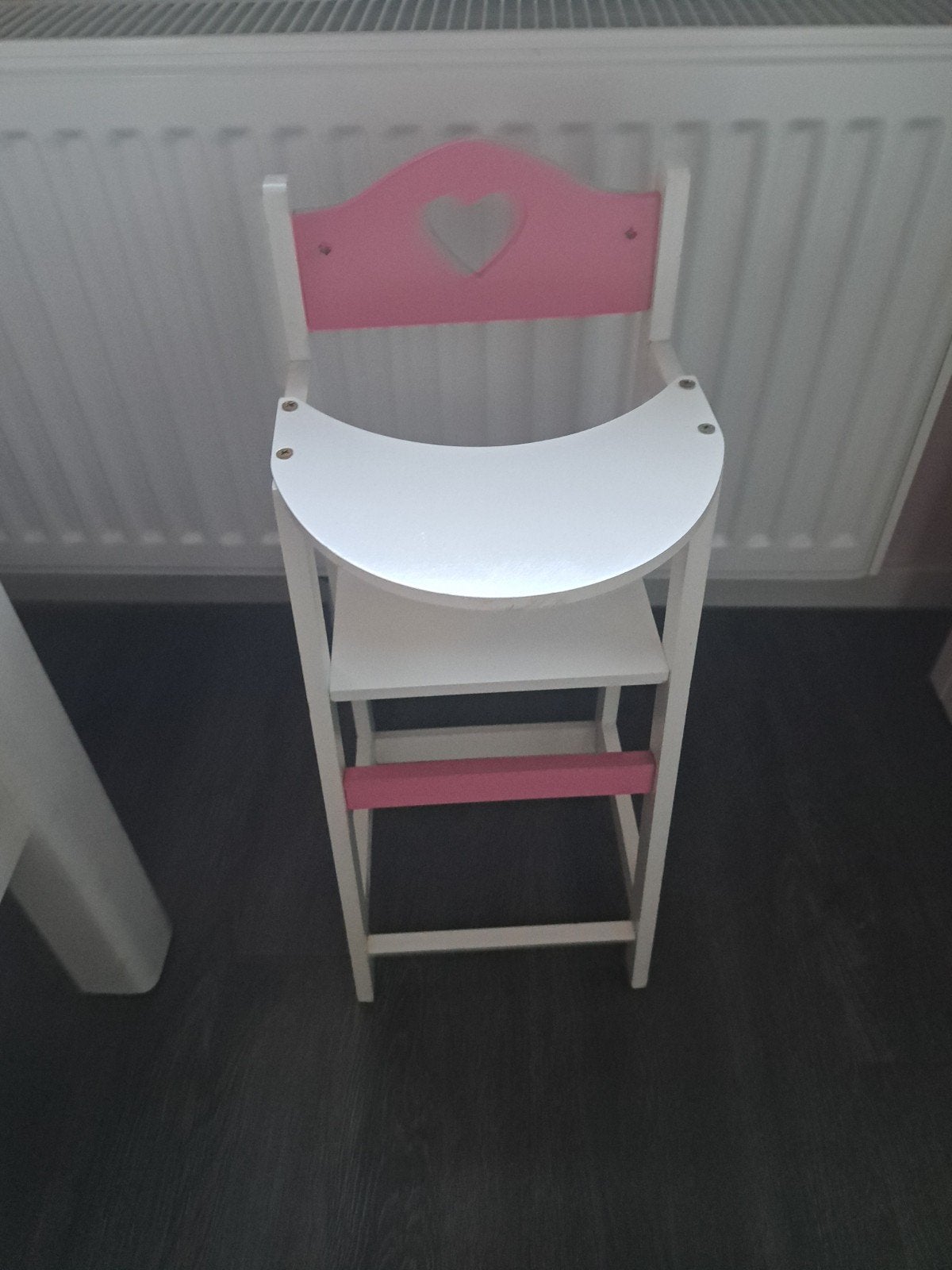 Houten poppenstoel met hartje - roze/wit, Ophalen, Zo goed als nieuw, Overige typen