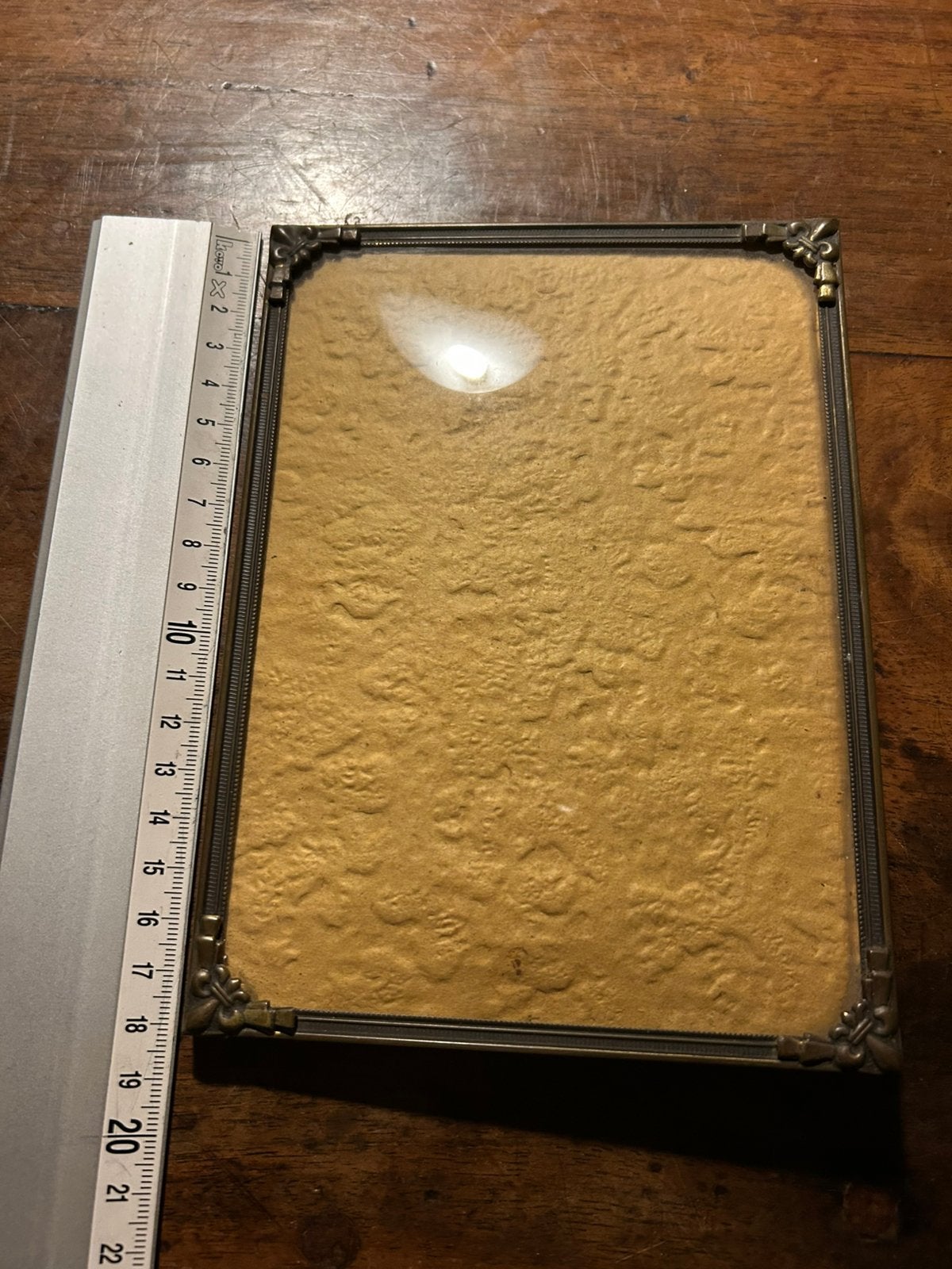 Vintage fotolijstje met bol glas en franse lelies, Ophalen of Verzenden, Gebruikt