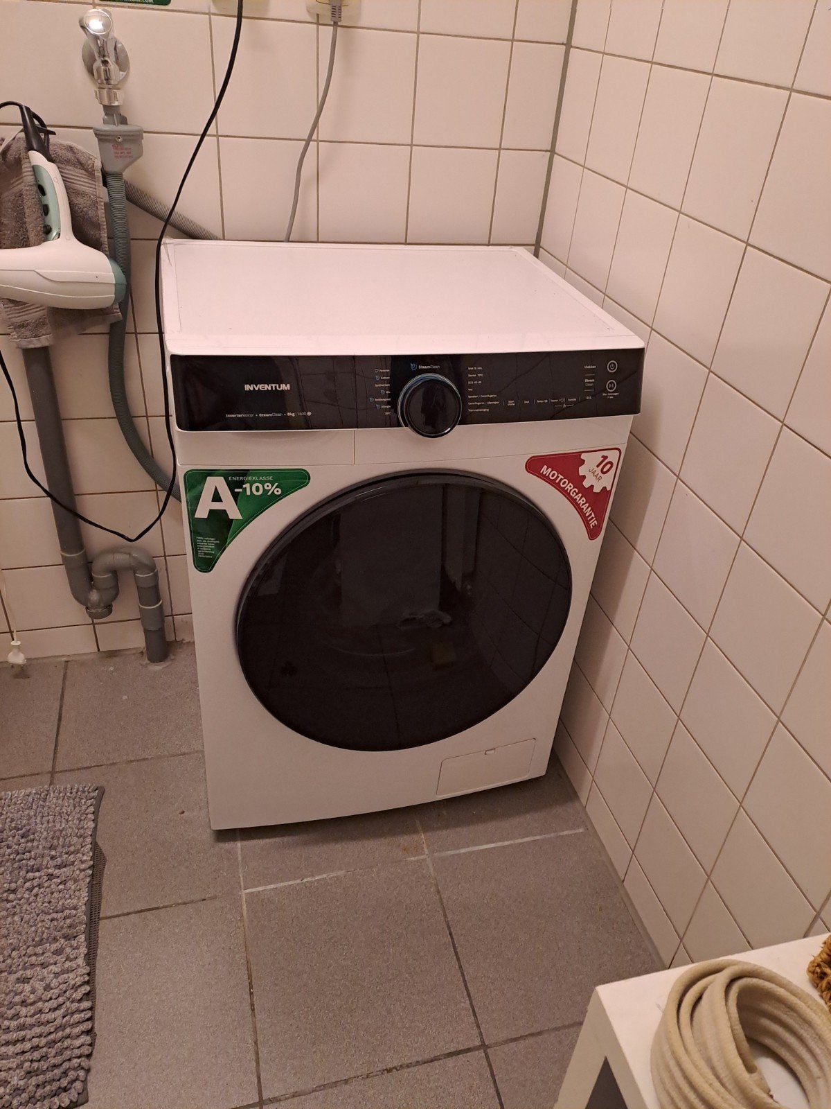 Inventum VWM8010W wasmachine, Ophalen, Zo goed als nieuw, 1200 tot 1600 toeren, 85 tot 90 cm
