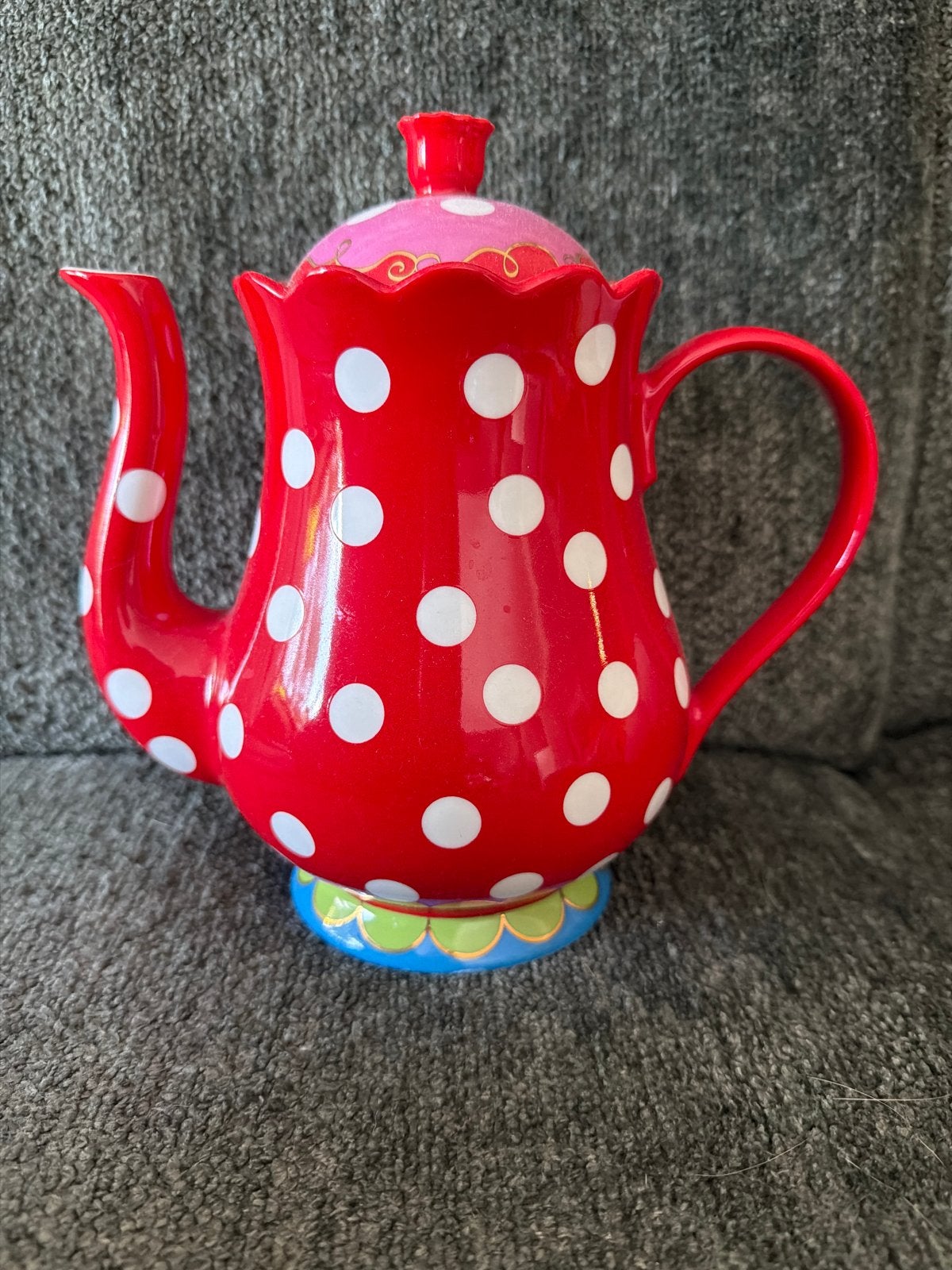 Pip Studio theepot rood met witte stippen, Theepot/fluitketel, Gebruikt, Ophalen of Verzenden, Steen/keramiek