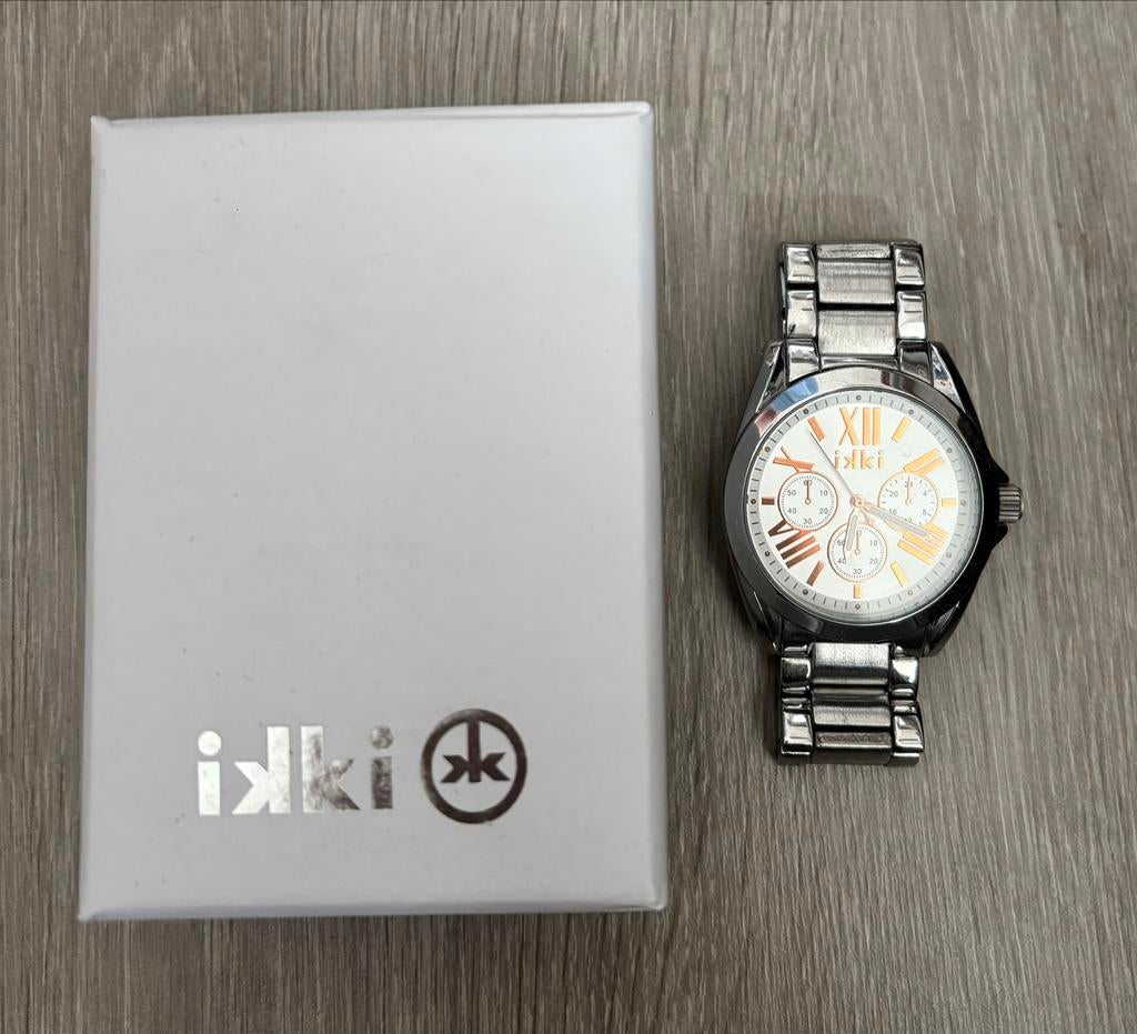 Ikki Horloge Zilver - Stijlvol Polshorloge, Sieraden, Tassen en Uiterlijk, Horloges | Heren, Overige merken, Staal, Polshorloge