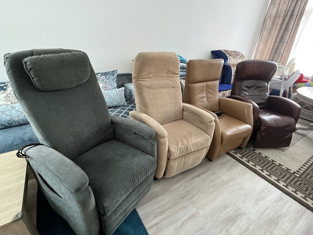 Sta op stoelen van leer en stof. ZGAN !, Ophalen, Metaal, Bruin, Zo goed als nieuw