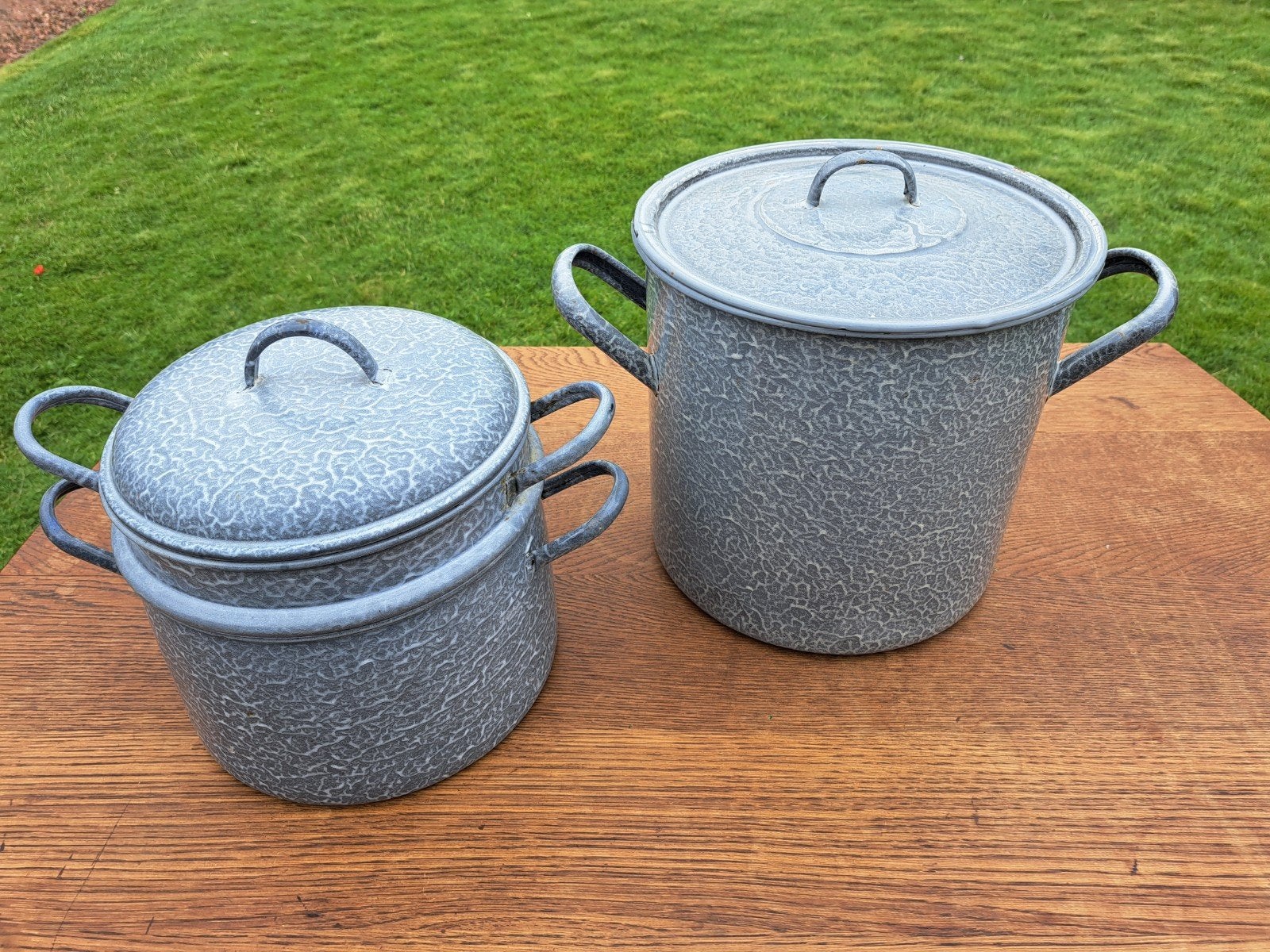 Emaille Soeppan en Rijstkoker/Stomer - Wolkjes Design, Ophalen of Verzenden