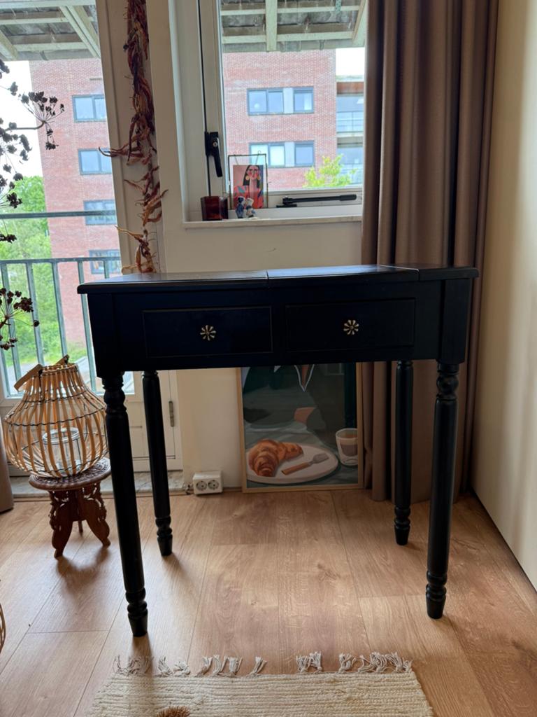 WOOOD Romy Hal/kaptafel - Hout - Zwart - 78x75x38, Ophalen, 50 tot 100 cm, Rond, Zo goed als nieuw