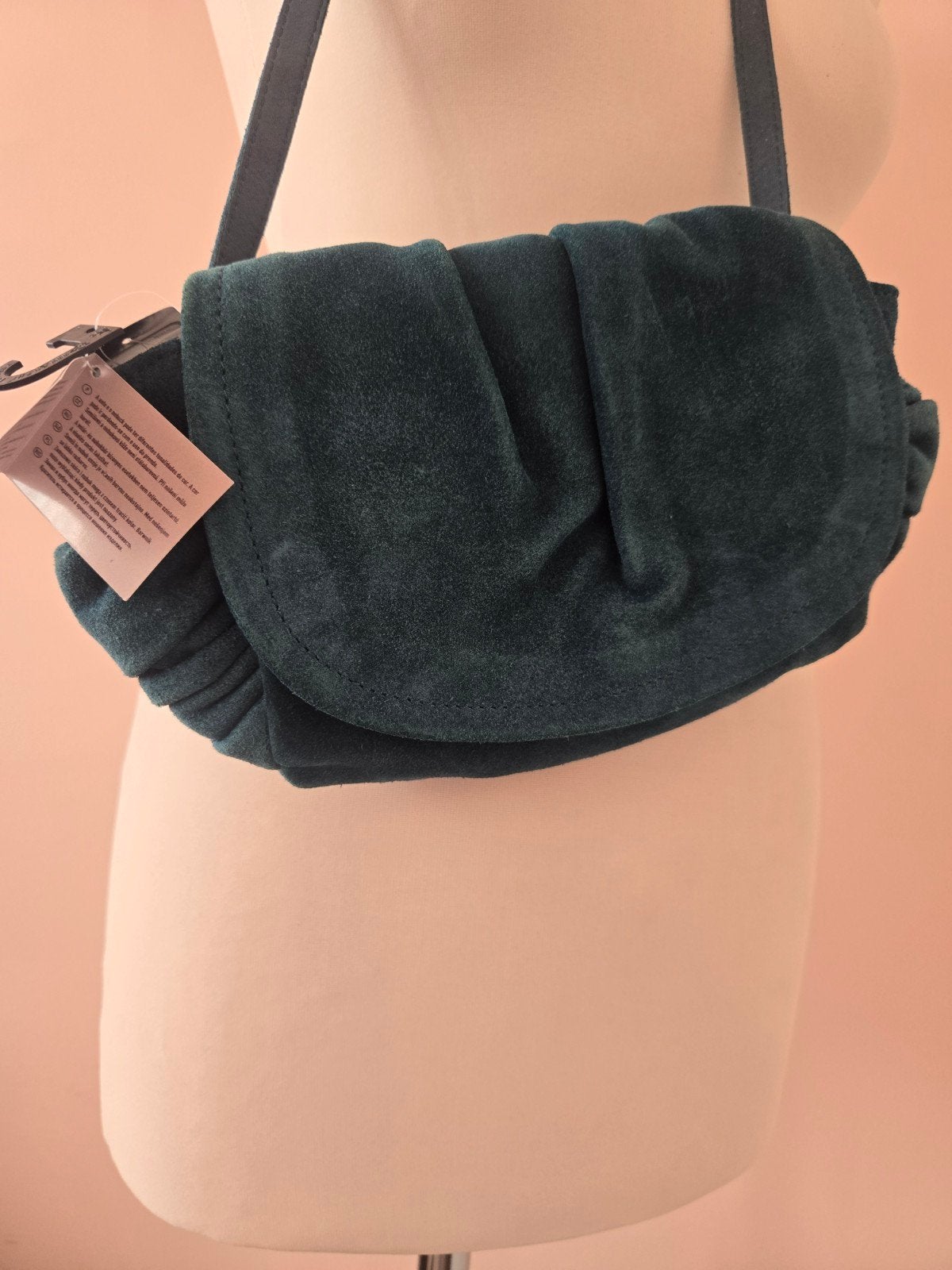 Ongebruikte vintage leren tas C&A - Petrolkleur, Sieraden, Tassen en Uiterlijk, Ophalen of Verzenden, Nieuw, Blauw, Schoudertasje