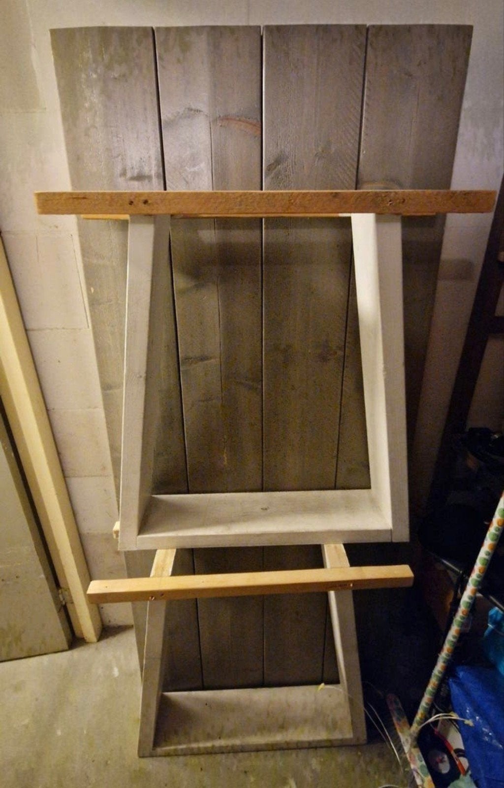 Robuuste eettafel met wit onderstel, Gebruikt, 100 tot 150 cm, Modern, Industrieel, 50 tot 100 cm