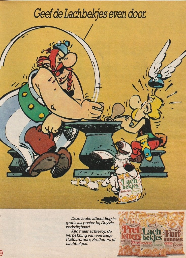 retro reclame 1979 Duyvis chips Asterix & Obelix strip, Verzamelen, Retro, Verzenden, Overige typen