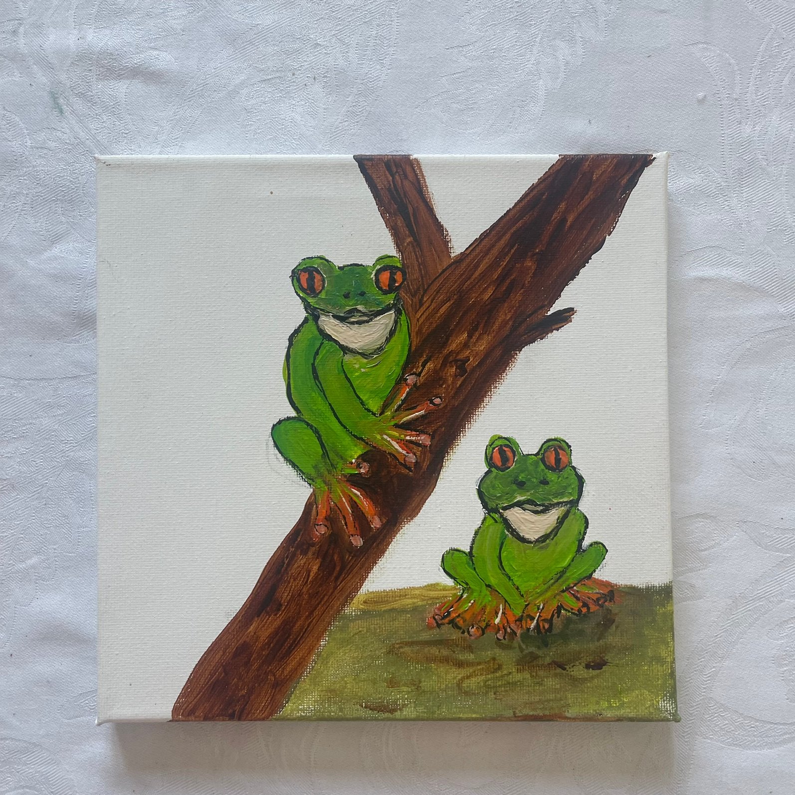 Teee kikkertjes, Huis en Inrichting, Ophalen of Verzenden, Zo goed als nieuw, Schilderij, Minder dan 50 cm