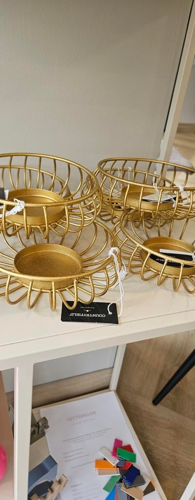 12 gouden Countryfield kandelaren, Ophalen of Verzenden, Nieuw, Metaal, Minder dan 25 cm