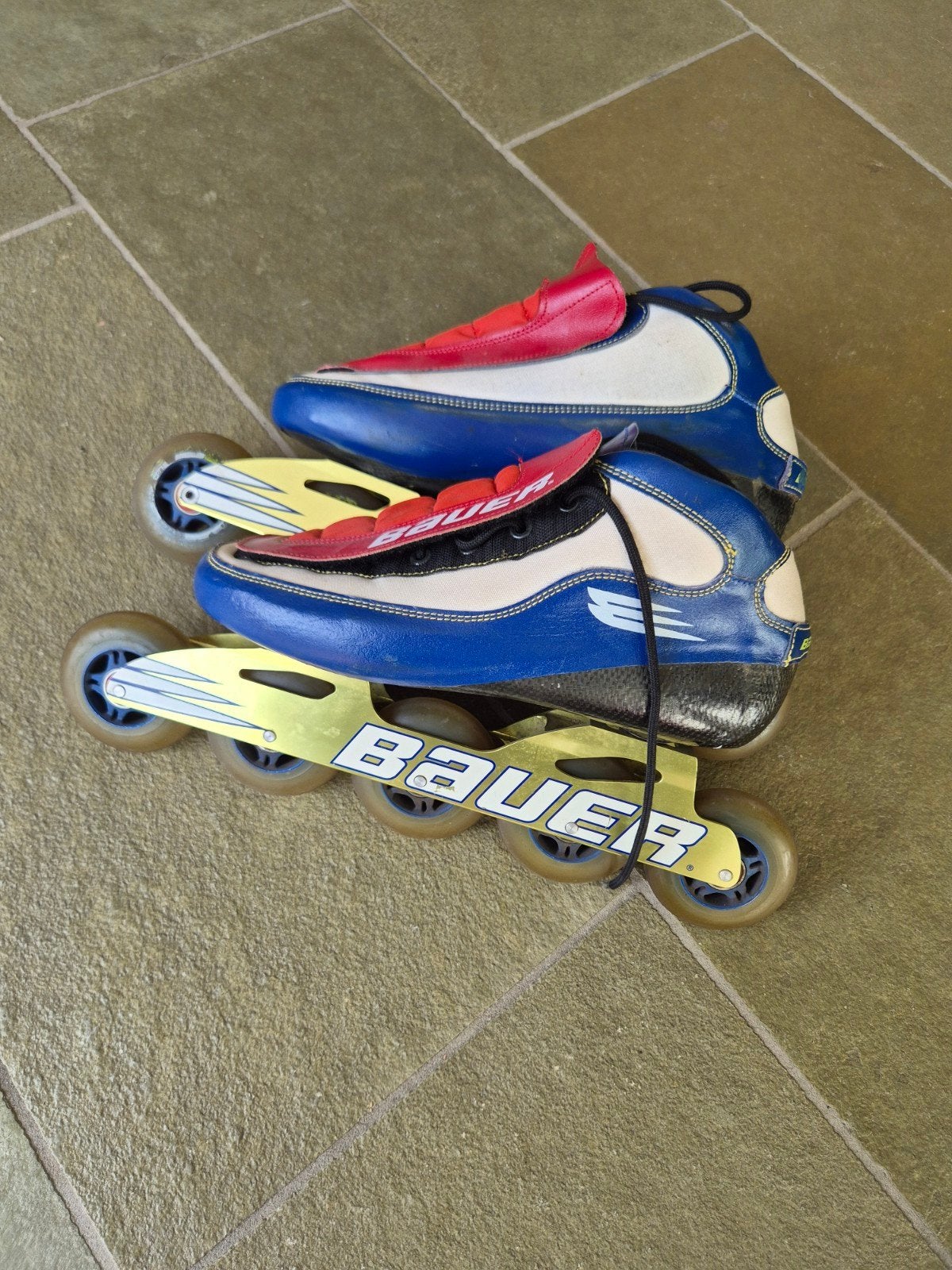 Bauer inline skates - rood, wit, blauw (mt 44), Sport en Fitness, Schaatsen, Ophalen of Verzenden, Gebruikt, Overige typen, Bauer