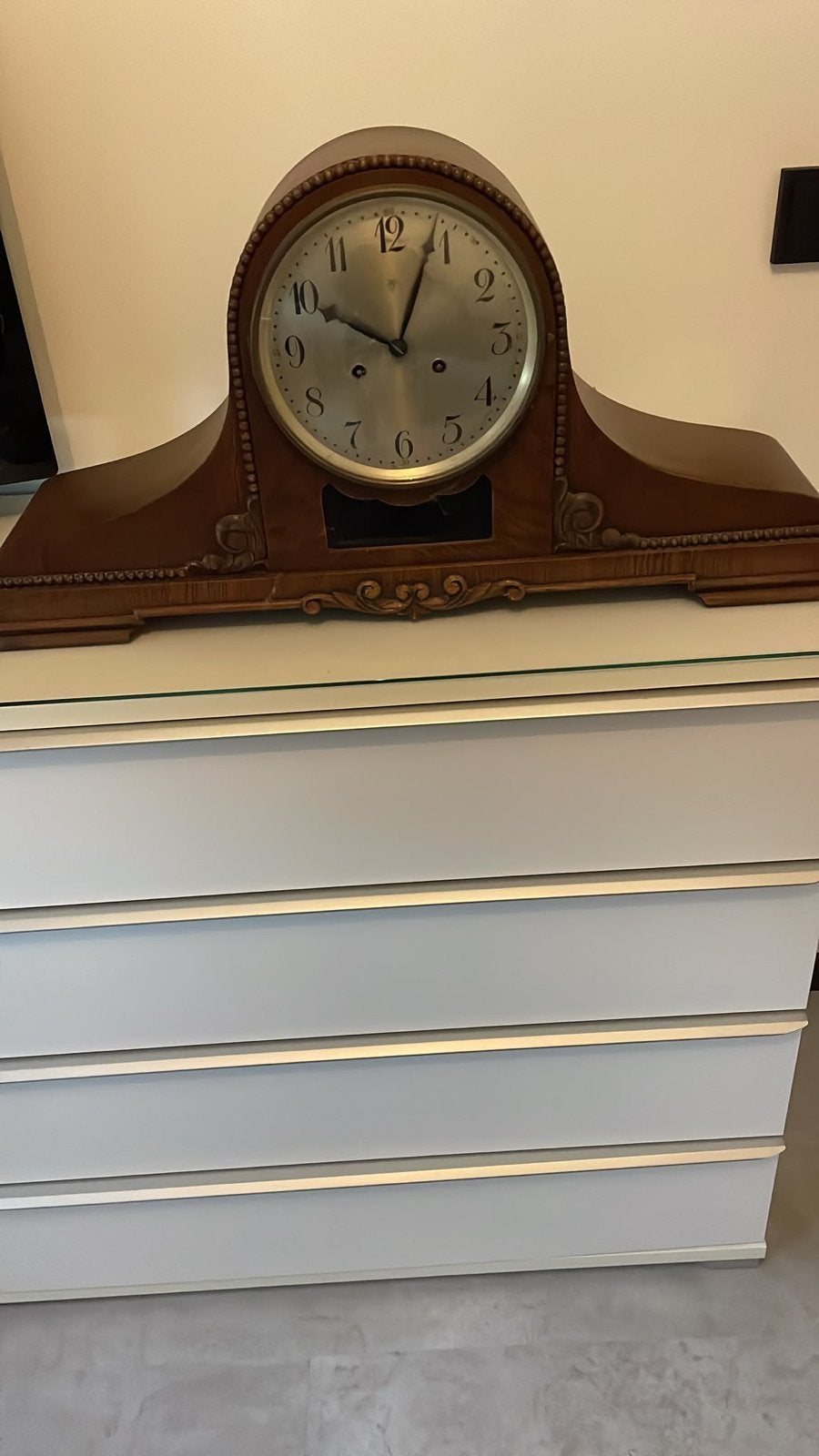 Antieke houten schoorsteenklok, Antiek en Kunst, Ophalen of Verzenden