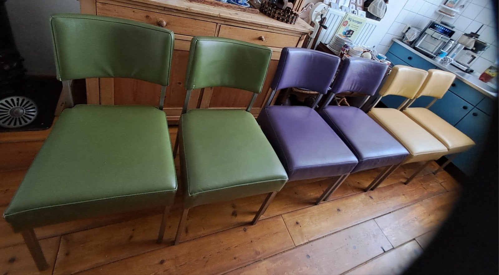 6 Vintage retro eetkamer vergader stoelen, Ophalen, Gebruikt, Overige kleuren