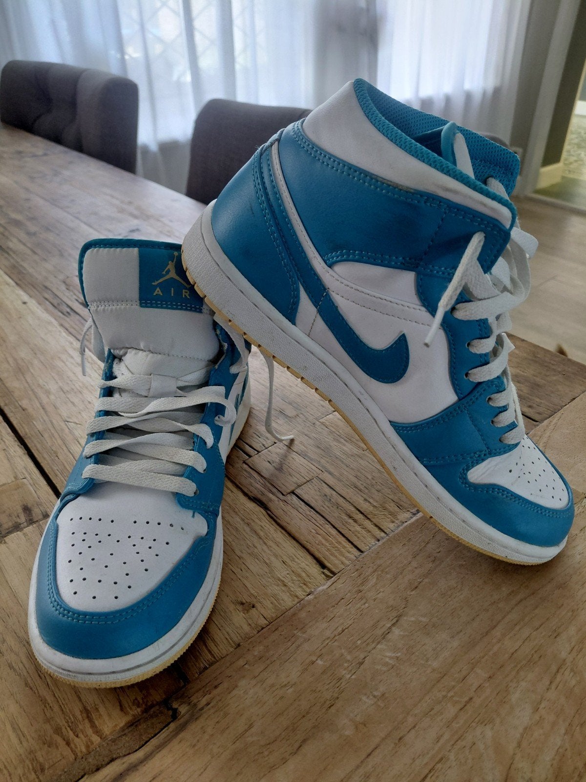 Nike Air Jordan 1 Mid - Turquoise/Wit, Ophalen of Verzenden