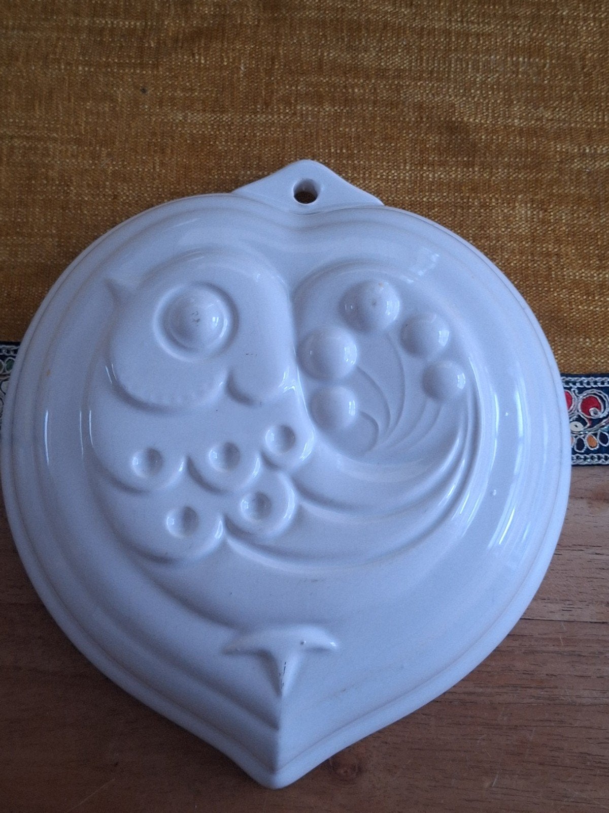 Vintage Uil Bakvorm/Wanddecoratie - Wit Keramiek, Antiek en Kunst, Ophalen of Verzenden