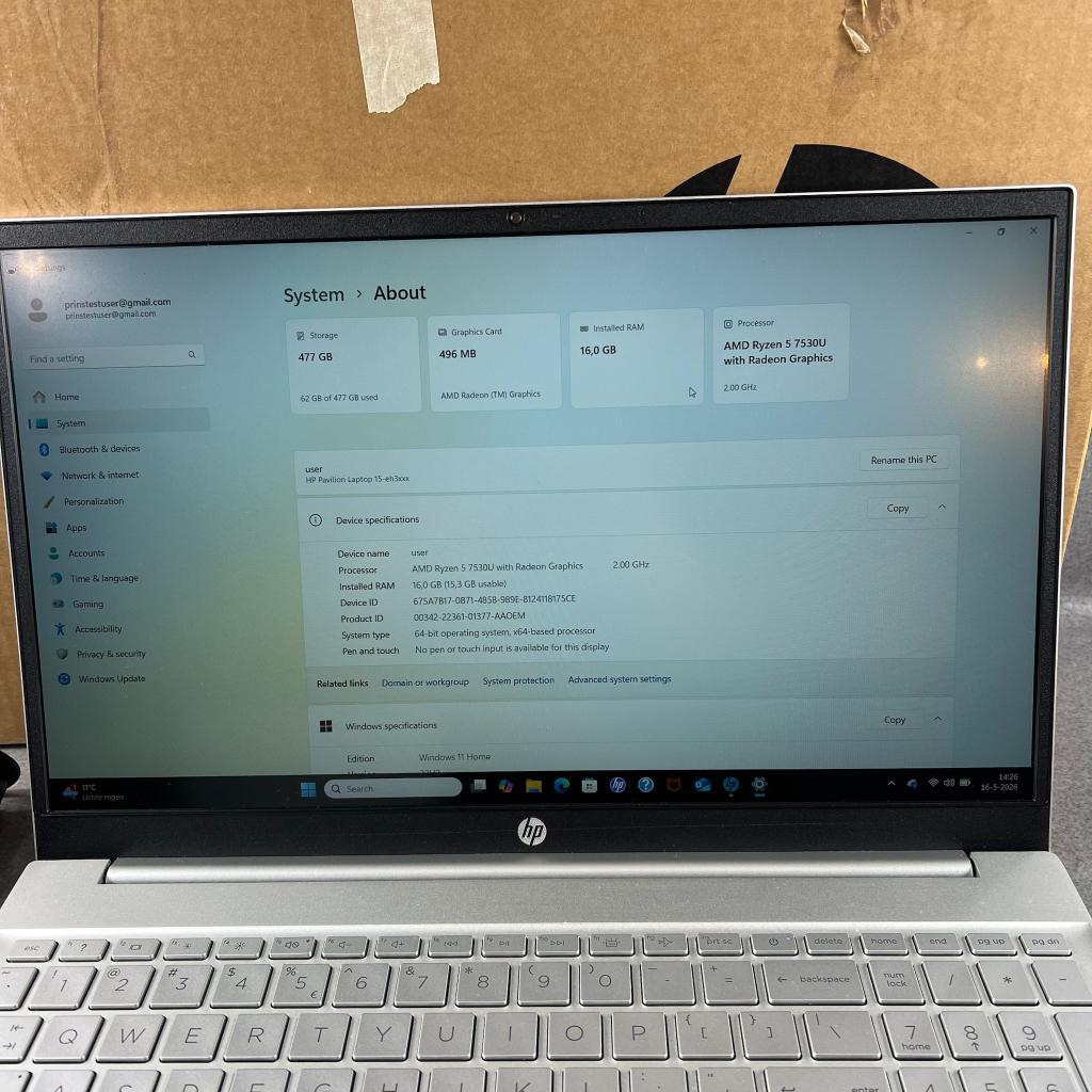 HP Pavilion 15-eh384 | AMD Ryzen 5 | 16GB | 500GB 408492, Hp, Gebruikt, 2 tot 3 Ghz, SSD