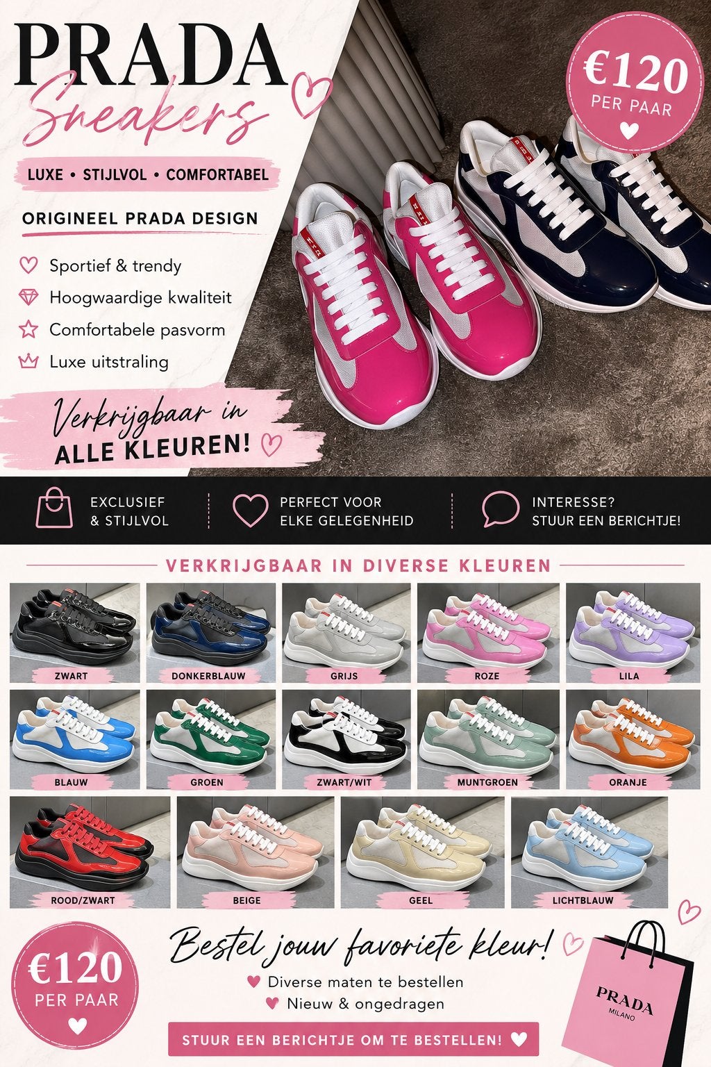 Prada Sneakers - Luxe, Stijlvol & Comfortabel, Kleding | Dames, Schoenen, Ophalen of Verzenden, Nieuw, Sneakers of Gympen