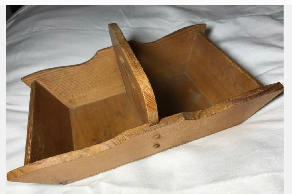 Antieke houten mangelbak, 30 x 18 x 12 cm totaal, Ophalen of Verzenden