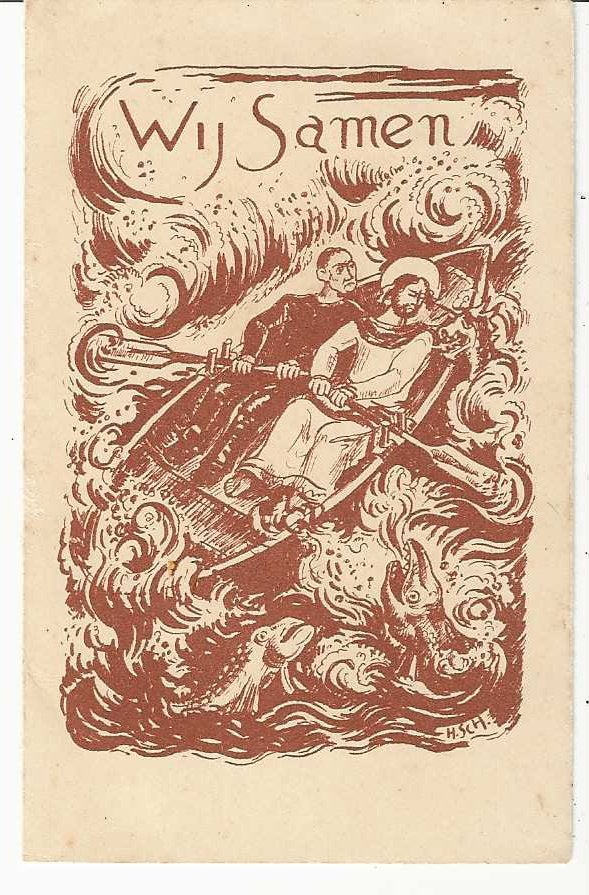 Wij samen (Jezus en ik in een Bootje) 1937, Verzamelen, Verzenden, Gebruikt, Kaart of Prent, Christendom | Katholiek
