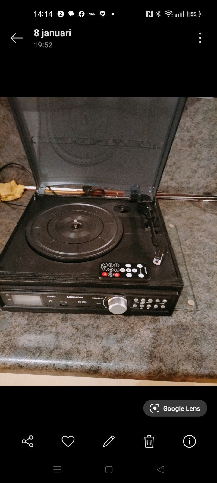 Medion Platenspeler met Cassettespeler en USB, Ophalen