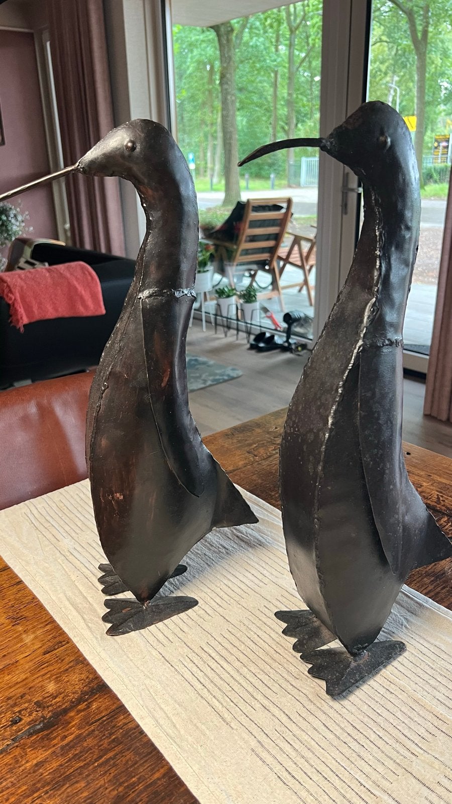 Set van 2 metalen pinguïn beelden - decoratieve vogels, Ophalen