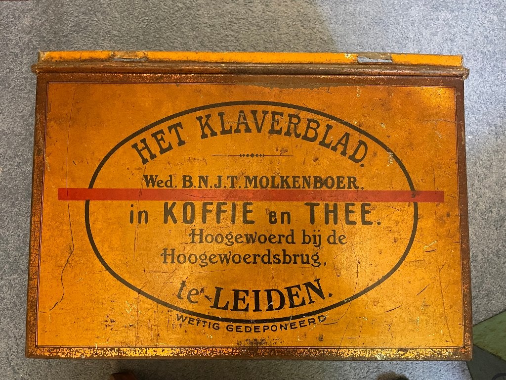koffiebewaarblik Klaverblad, Ophalen, Metaal, Meerkleurig, Overige merken