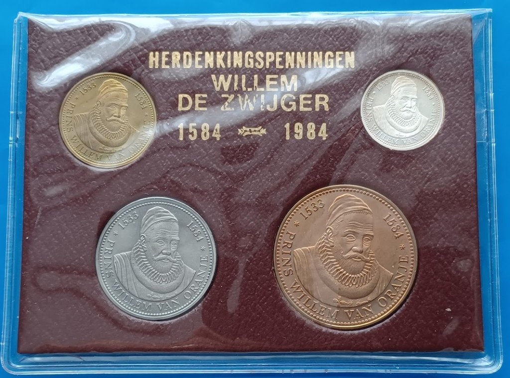 Herdenkingspenningen Willem de Zwijger 1584-1984, Verzenden, Zilver, Nederland
