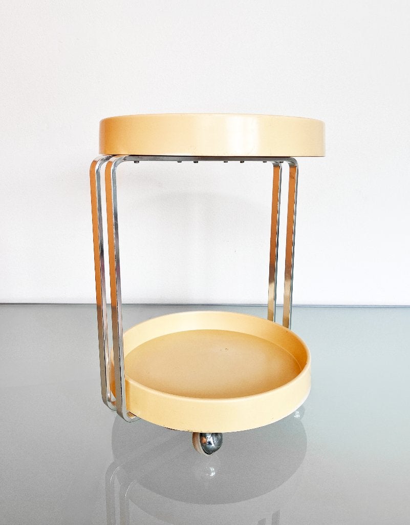 Vintage 70s space age serveerwagen, Gebruikt, Rond, Ophalen, 45 tot 60 cm