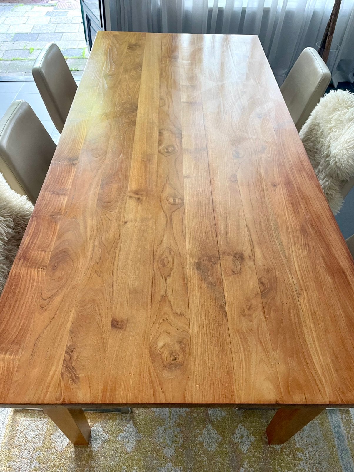 Massief eiken eettafel 220 cm | Amsterdams maatwerk, Ophalen, 100 tot 150 cm, 200 cm of meer, Zo goed als nieuw