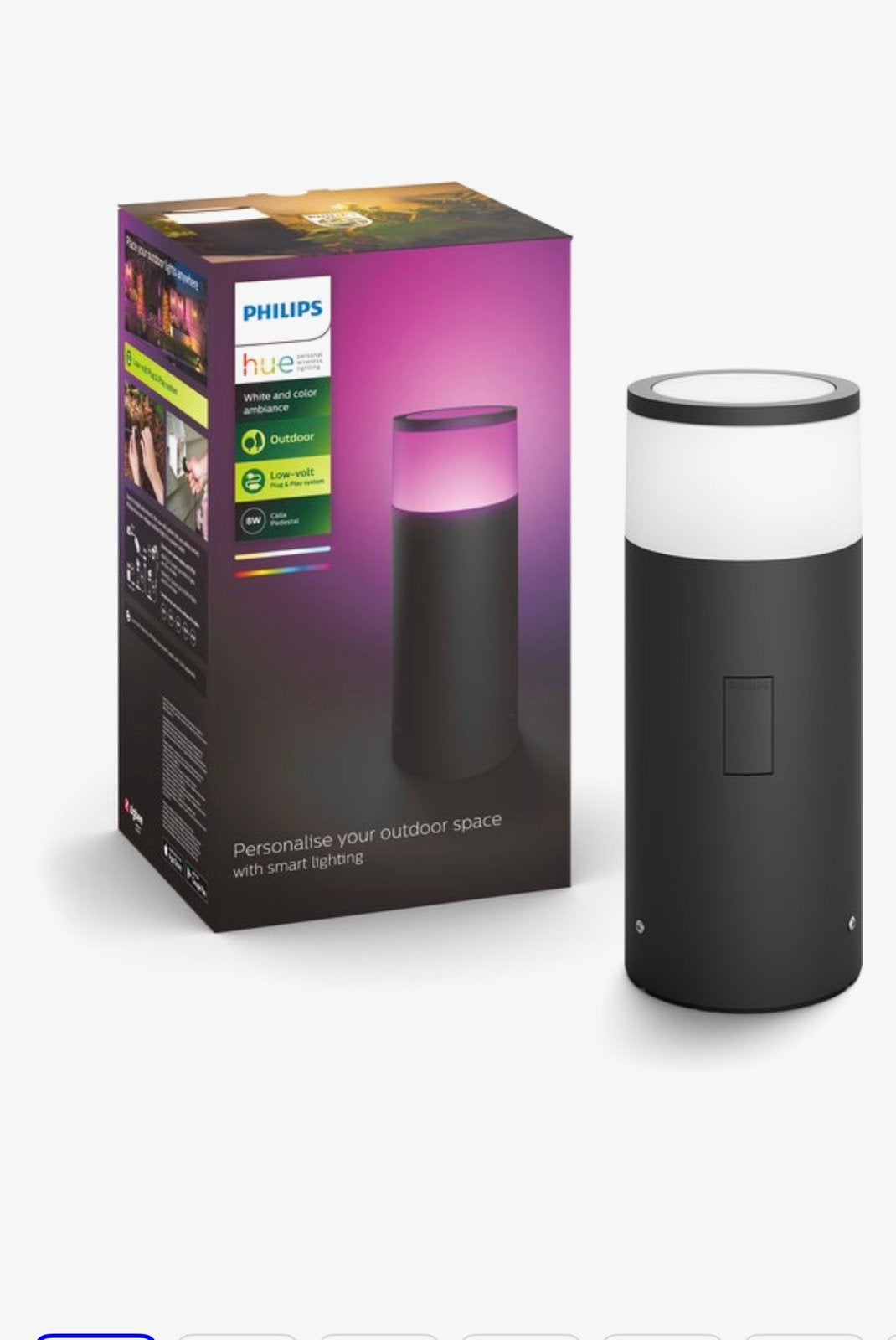 Philips Hue Calla White and color ambiance lage sokkellamp 2, Minder dan 50 watt, Wandlamp, Aluminium, Ophalen of Verzenden
