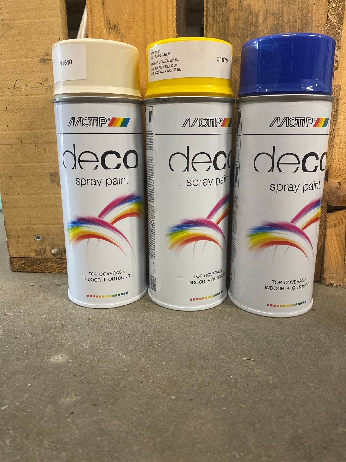 3x Motip Deco Spray Paint - Nieuw in diverse kleuren, Beige, Nieuw, Ophalen of Verzenden, Verf