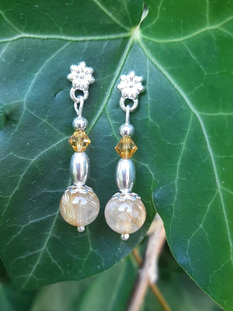 Oorbellen Little Rutile rutielkwarts-swarovski steker zilver, Ophalen, Nieuw