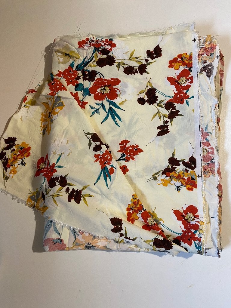 Floral Viscose Fabric, Ophalen, 120 cm of meer, Nieuw, Katoen