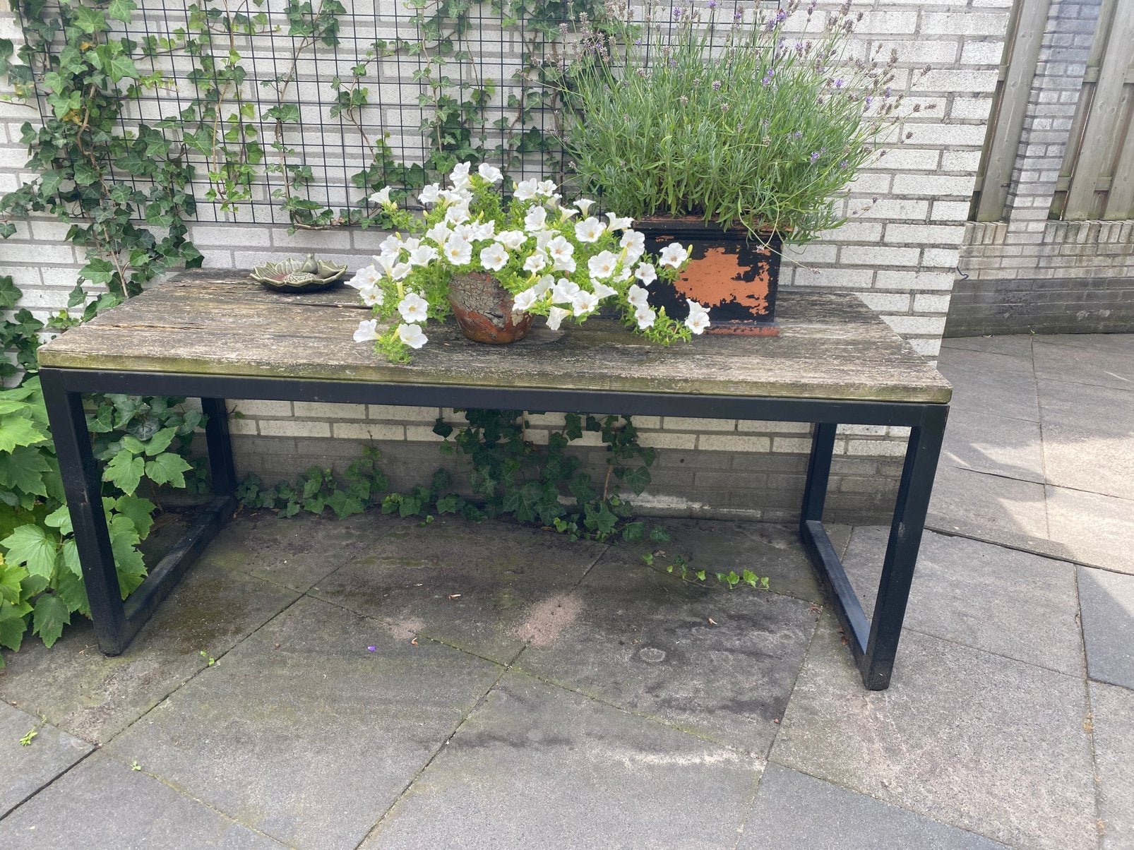 Stalen onderframe tuintafel zwart, Tuin en Terras, Ophalen, Zo goed als nieuw, Rechthoekig, Metaal