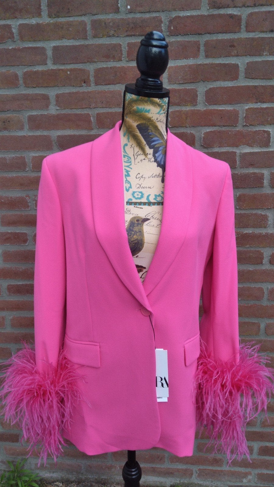 Zara blazer Fuchsia met veertjes XS, Verzenden, Zara, Nieuw, Jasje