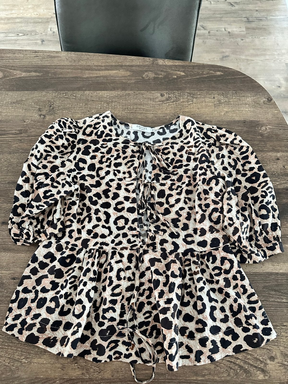 Costes blouse met luipaardprint - Maat XS, Ophalen of Verzenden, Zo goed als nieuw, Maat 34 (XS) of kleiner, Beige