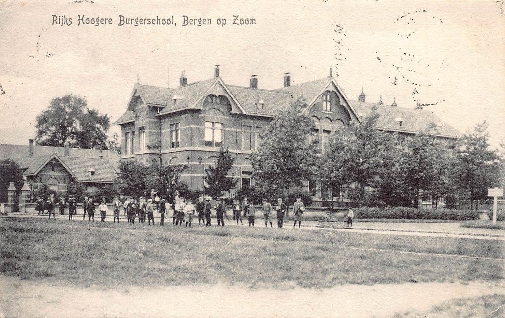 292 Bergen op Zoom - Rijks Hoogere Burgerschool 1908, Verzamelen, Ansichtkaarten | Nederland, Ophalen of Verzenden, Voor 1920
