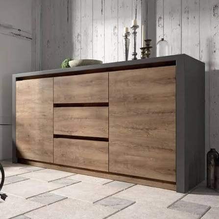 Dressoir Monaco – Eiken Grijs – 140 cm – Nieuw in doos, Ophalen, Met deur(en), 100 tot 150 cm, Nieuw