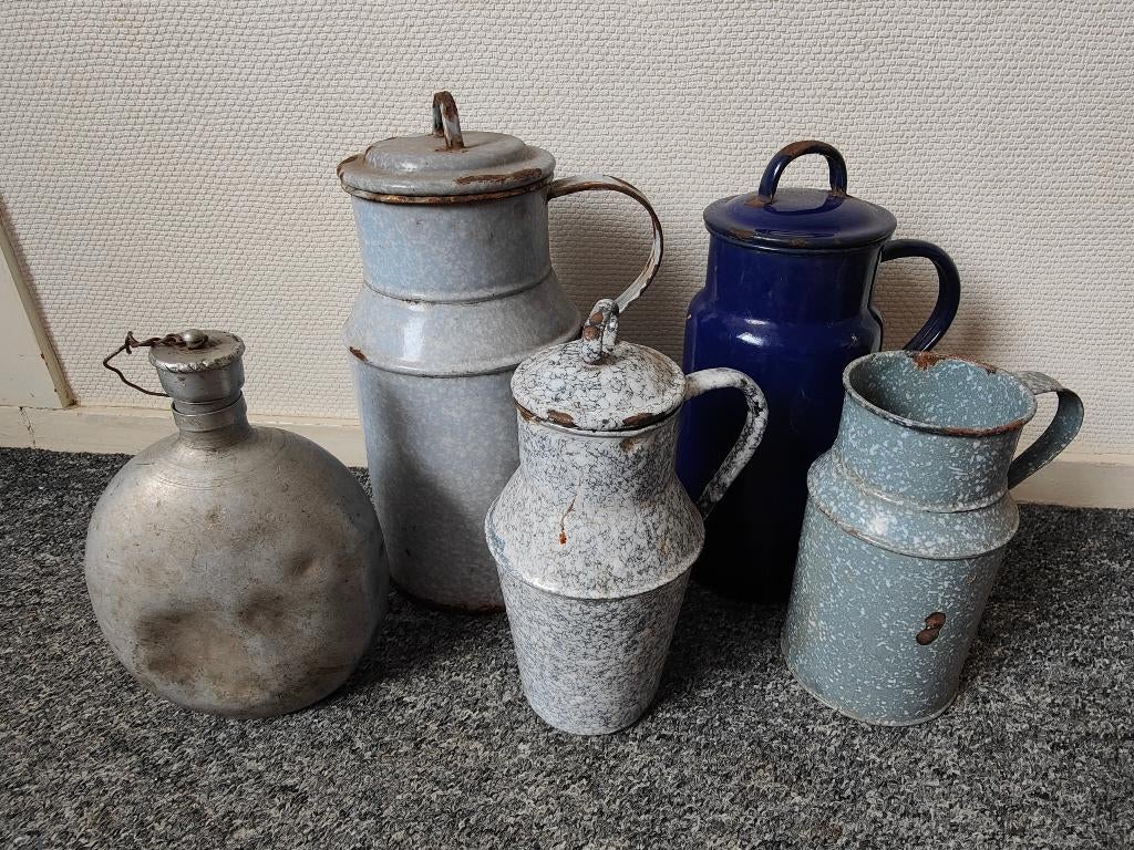 Oude emaille kannen, Antiek en Kunst, Antiek | Emaille, Ophalen
