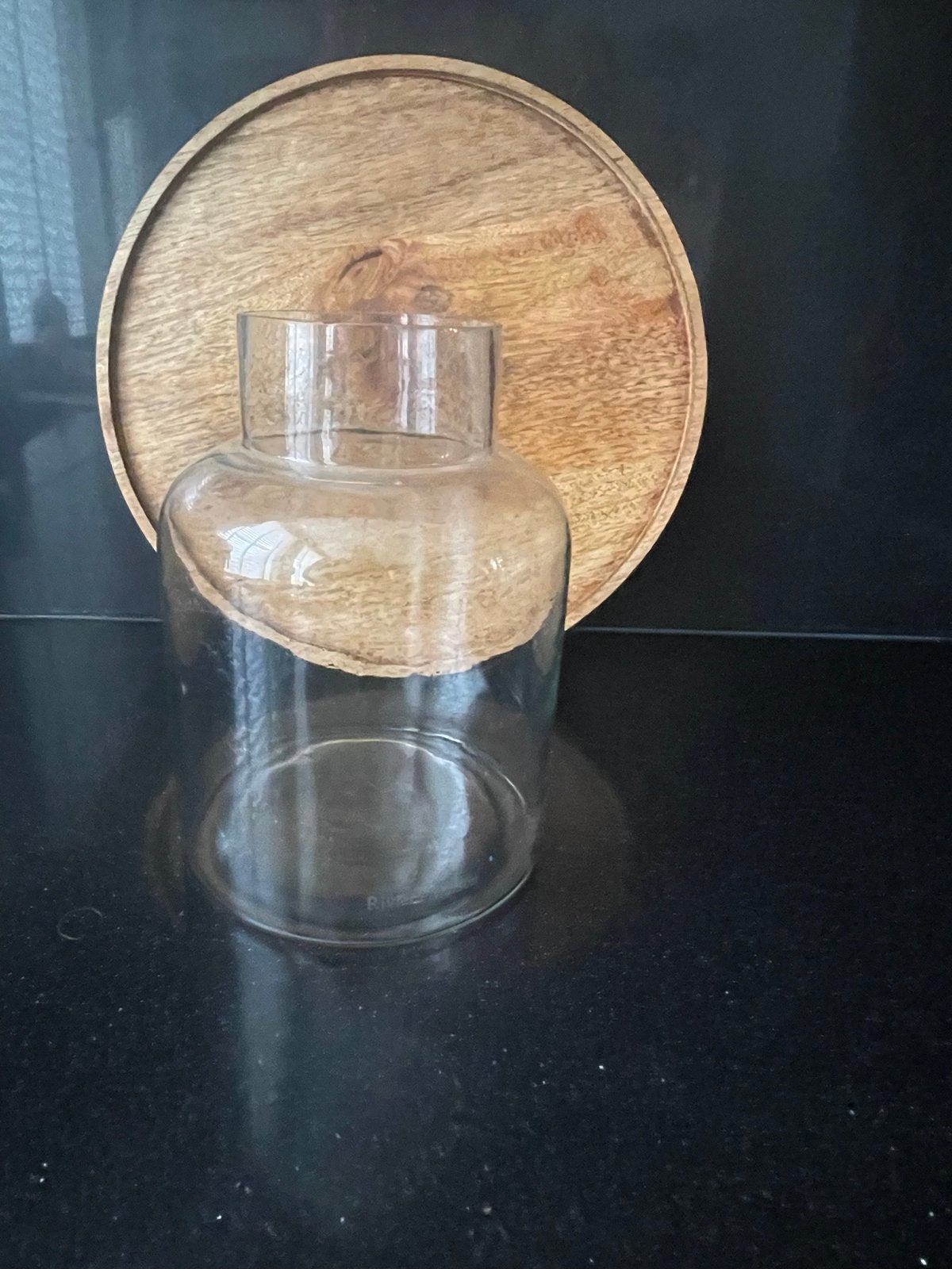Riviera Maison Voorraadpot met Houten Deksel, Glas, Ophalen of Verzenden, Zo goed als nieuw, Voorraadpot