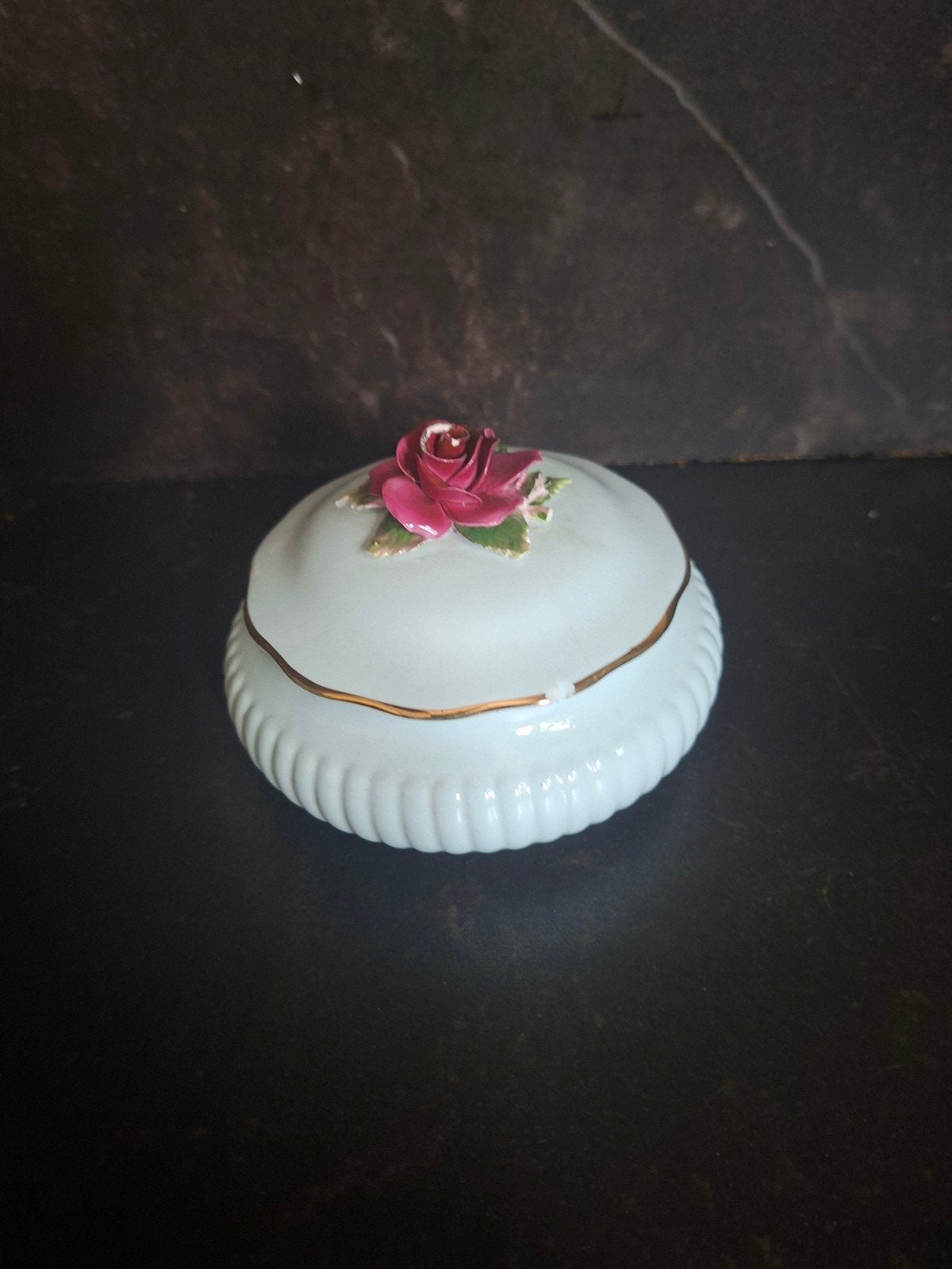 Vintage Royal Adderley Porseleinen Sieradendoosje met Roos, Ophalen of Verzenden
