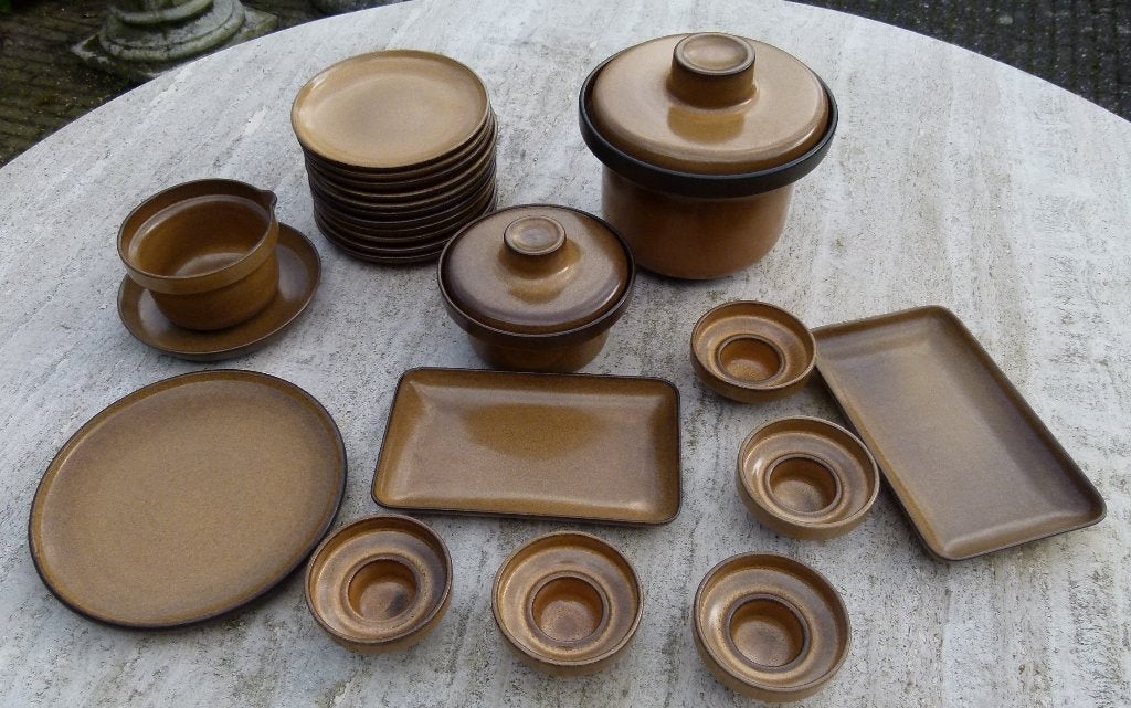 Vintage Bruin '70 Botervloot Gebaksborden Schalen Eierdoppen, Overige merken, Vintage, Nieuw, Ophalen of Verzenden