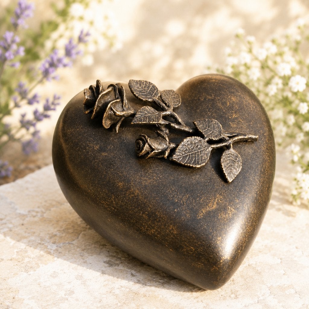 Grote BRONZEN URN / grafdecoratie / ROZEN, Nieuw, Info@huisentuindecoratiemarie.nl, Huis en tuin decoratie marie, Peize