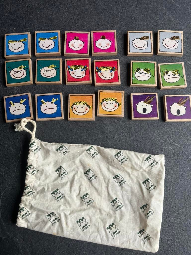 Leuke houten memorie spel van Janbibejan in een opbergzakje, Ophalen of Verzenden