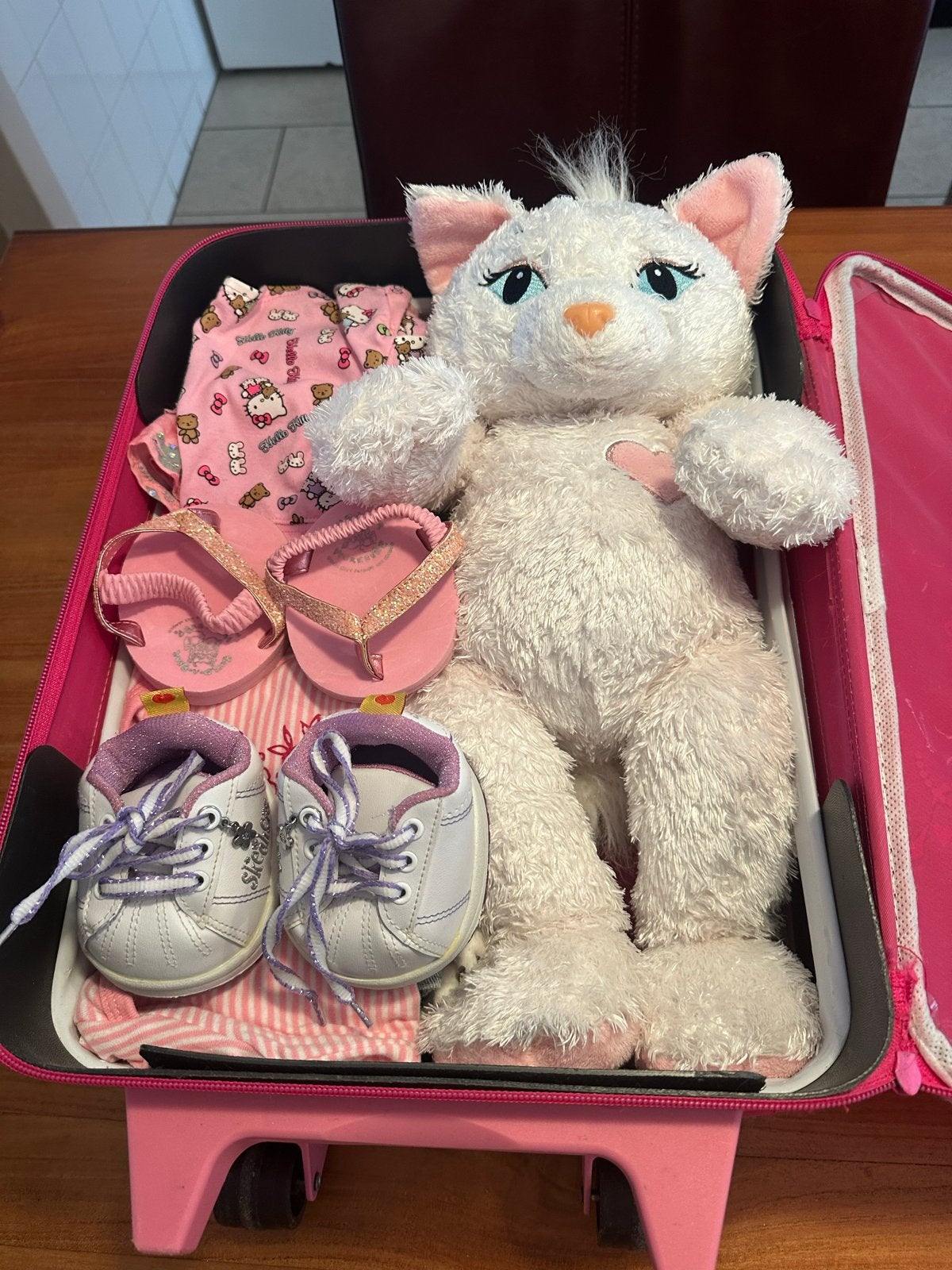 Vintage Build-A-Bear witte kat + complete kleding & schoenen, Kinderen en Baby's, Ophalen of Verzenden, Gebruikt, Overige typen