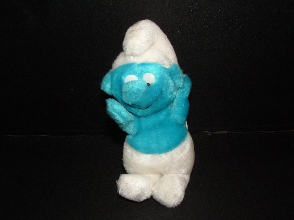 SMURF VINTAGE KLEIN PLUCHE BLAUW/WIT MET HARDE, Verzenden, Nieuw, Overige typen