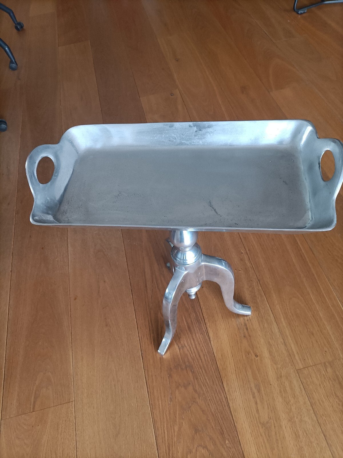 chromen bijzet tafeltje met handvaten, Ophalen of Verzenden, Rond, Metaal